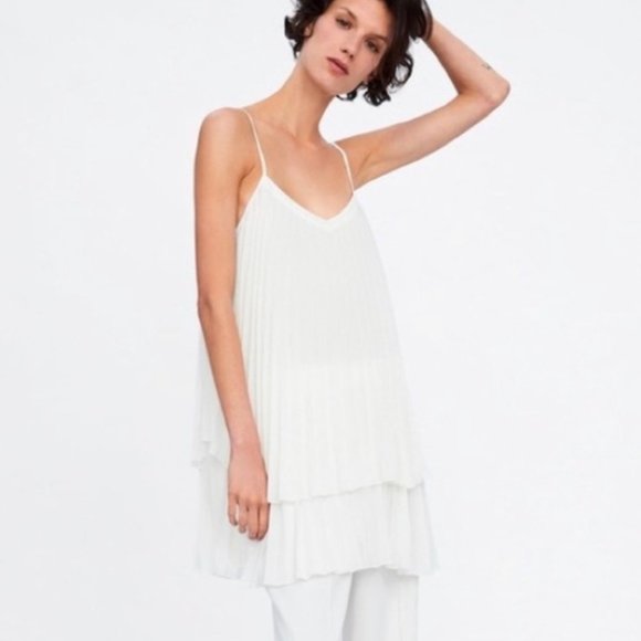 Zara | Dresses | Zara White Pleated Shift Dress | Poshmark Zara | Dresses | Zara White Pleated Shift Dress | Poshmark